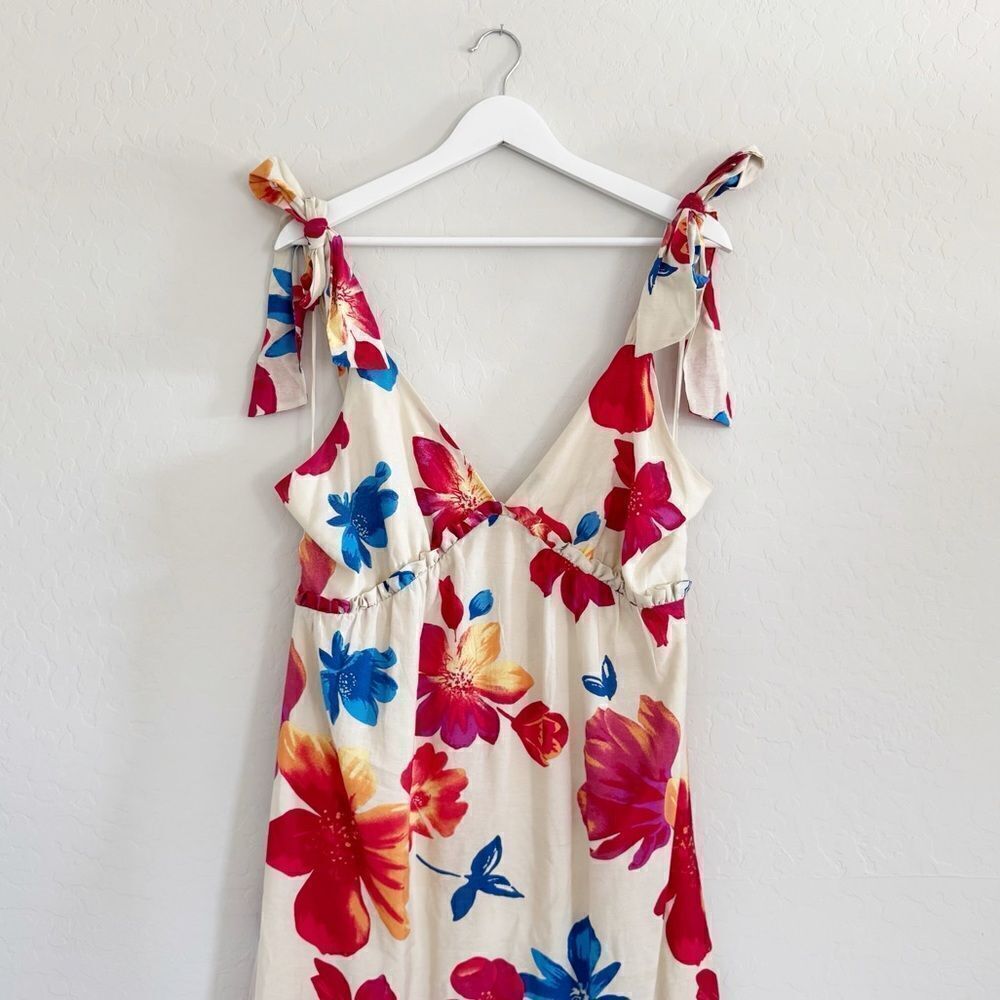Anthropologie Skies Are Blue Floral V Neck Tie Strap Maxi Dress Size L - Picture 6 of 16